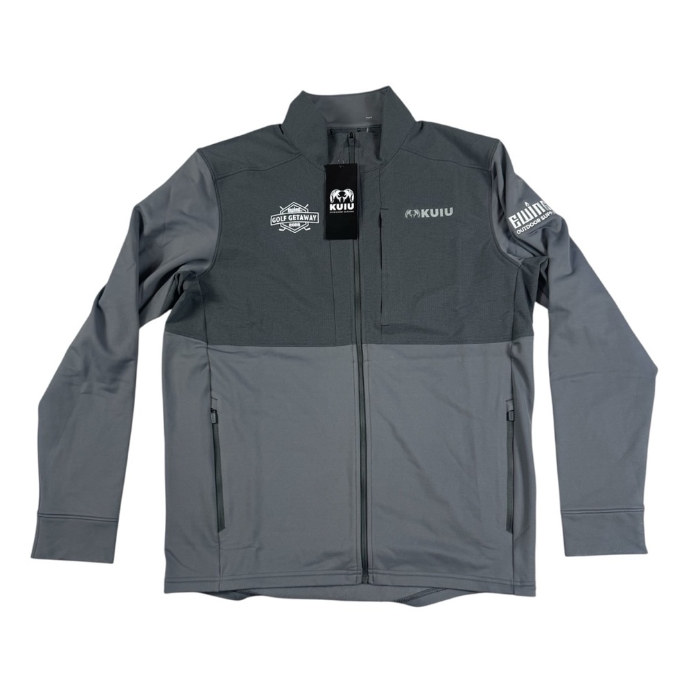 KUIU Golf Hunting Full Zip Jacket Soft Shell Grey Comfort Mens Size Large NWT